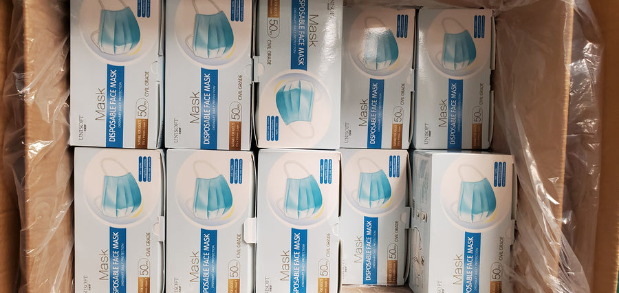Carton of Non-Medical 3-Ply Masks - 2000 Masks Total - 40 x 50 Masks Per Box (IN STOCK) | SteriPro Canada PPE Store.