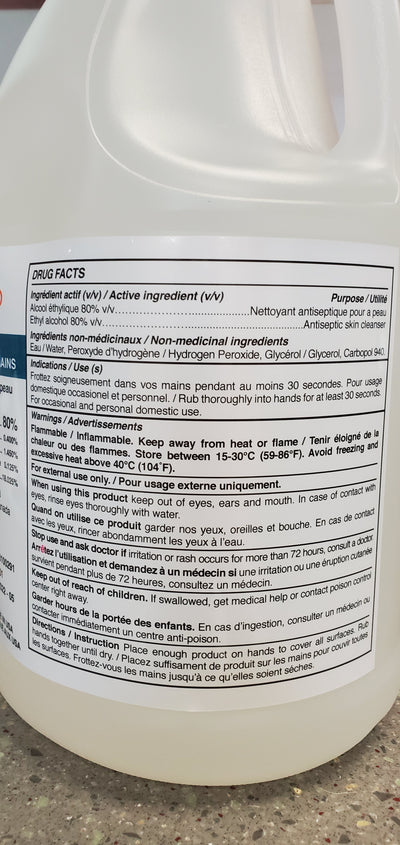 Hand Sanitizer - 1 Gallon - 80% Ethanol | SteriPro Canada PPE Store.