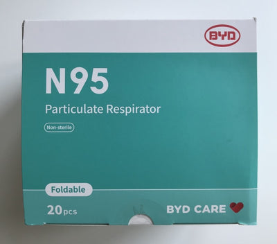 BYD Folding Style N95 NIOSH / CDC  - Box of 20 or Cartons | SteriPro Canada PPE Store.